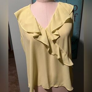 Zara ruffle yellow v neck blouse . Size L